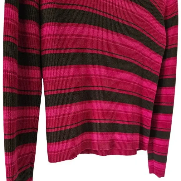 Petite Sophisticate LS Striped Ribbed Turtleneck Top | Like New | SP | Pink BRN - Picture 7 of 15